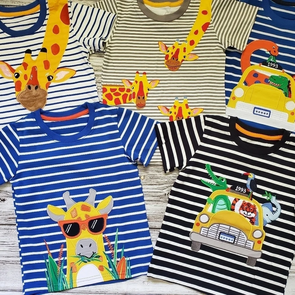 Boys Jungle Safari Summer Bundle Embroidered T-Shirts and Shorts Organic Cotton